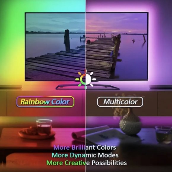 RGBIC Led Strip 32.8F TV Room Into a Party Paradise with Music-Synced LED Lights - Picture 3 of 7